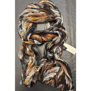 New Dana Herbert 100% Silk Scarf Handmade in Oregon 12"x58” Black, Brown, White